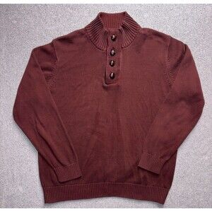 Tricots St. Raphael Mock Neck Button Sweater - Men’s Size XL Red